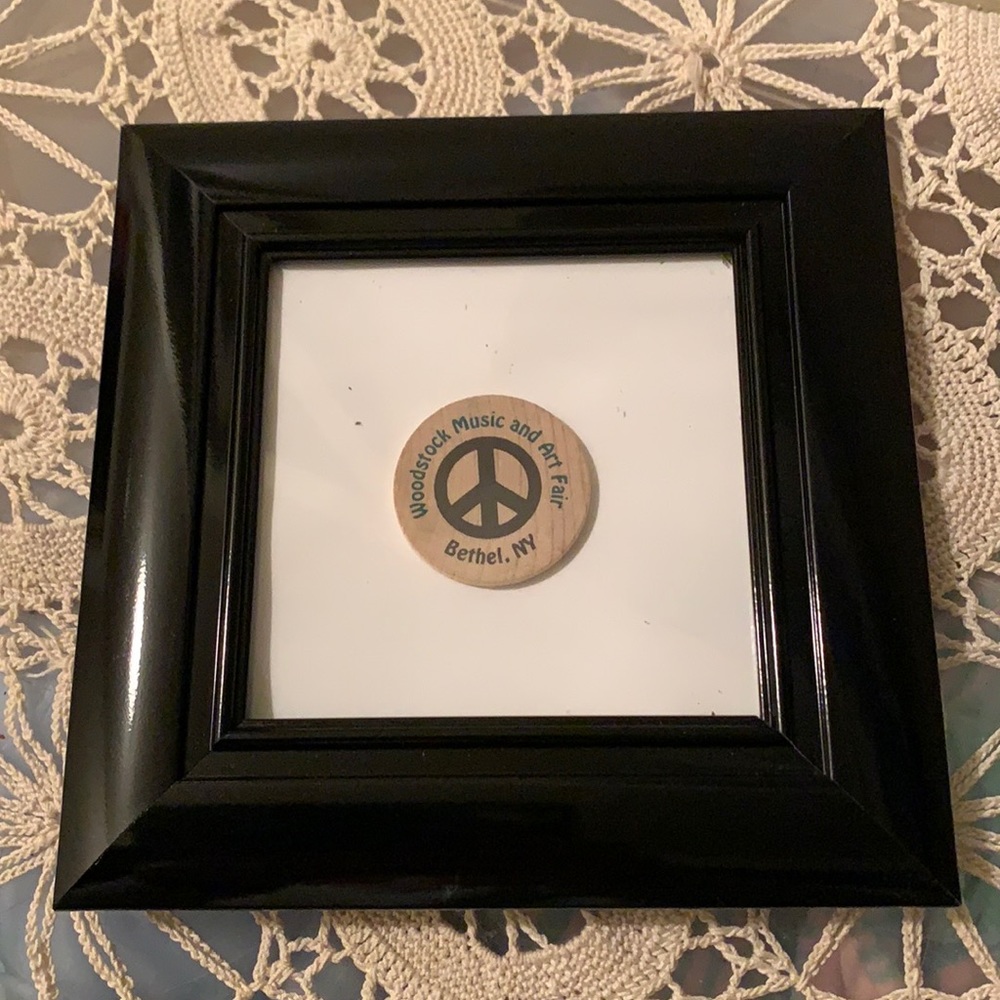 Woodstock music and art fair wooden round